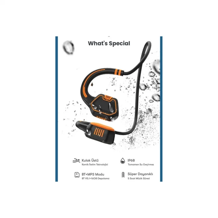 BUĞZ As9 Suya Dayanıklı Bluetooth Kulaklık - Siyah