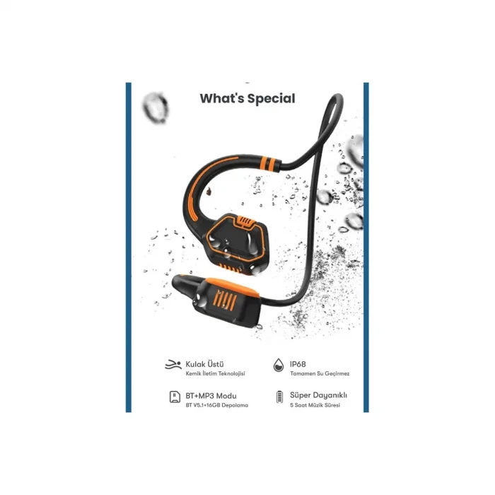 BUĞZ As9 Suya Dayanıklı Bluetooth Kulaklık - Siyah