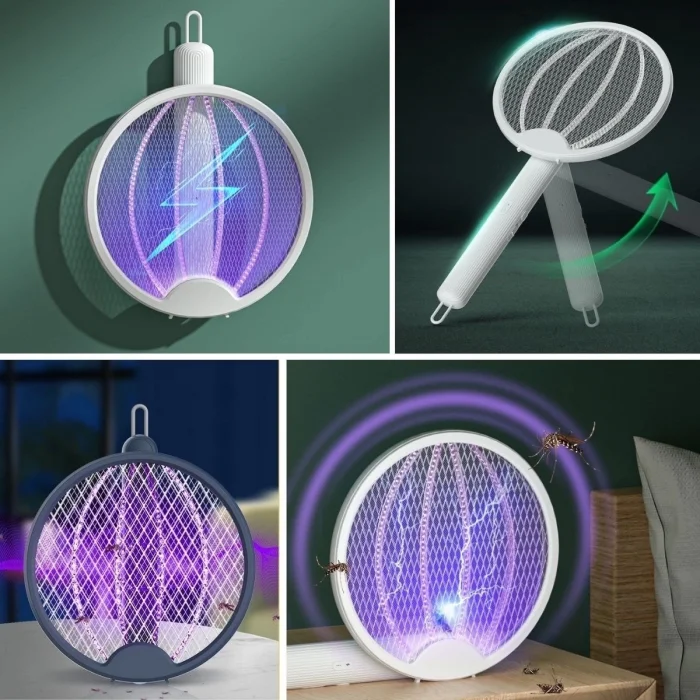  Asılabilen Ve Masaüstü Olabilen 2w Sinek Öldürücü Mor Işıklı Raket