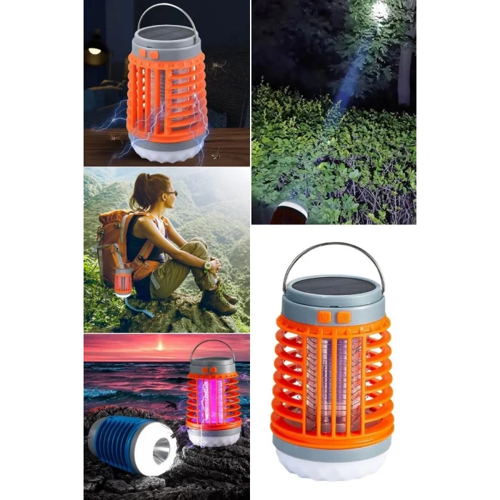 BUĞZ Askılı Solar Enerji İle Şarj Olabilen Sinek Öldürücü Kamp Feneri Işıldak