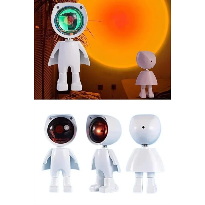  Astronot Işık Projektörü Gökkuşağı Projeksiyon Gece Lambası Hediyelik