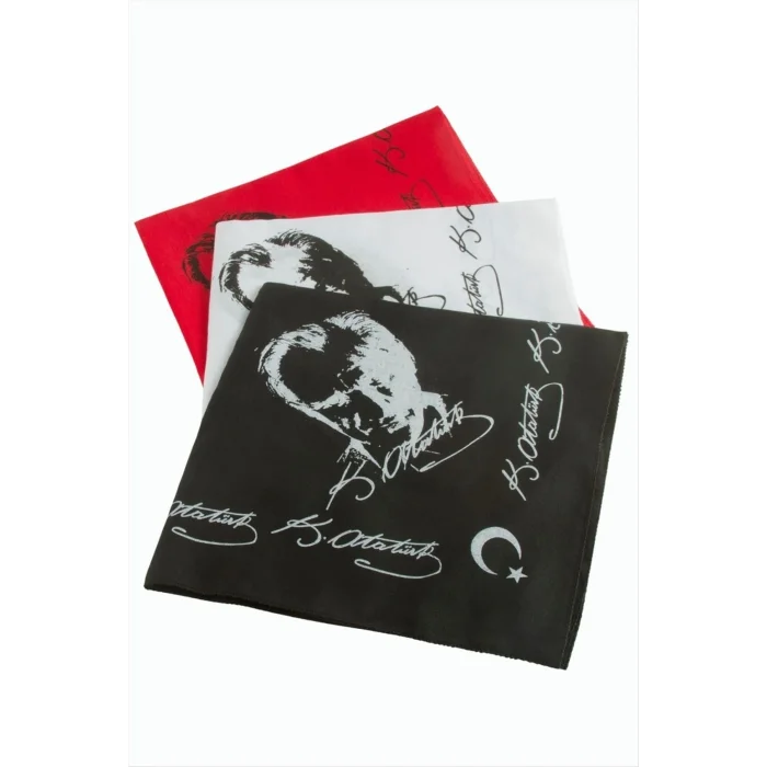 BUĞZ Atatürk İmzalı Desenli Keten Bandana 50*50