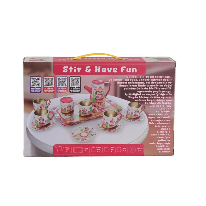 BUĞZ ATF-996-7A-10A 14 PARÇA DESENLİ METAL ÇAY SET