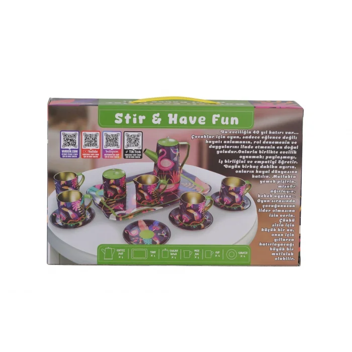 BUĞZ ATF-996-7A-10A 14 PARÇA DESENLİ METAL ÇAY SET