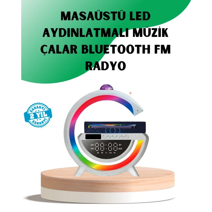 BUĞZ Aux TF Kart FM Destekli Dijital Saatli Kablosuz Şarjlı Hoparlör