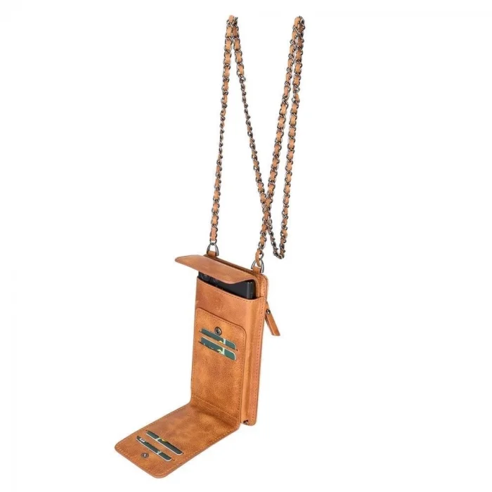  Avjin 6.9 inch Uyumlu Deri Kılıf Cüzdan Askılı TN11 Taba