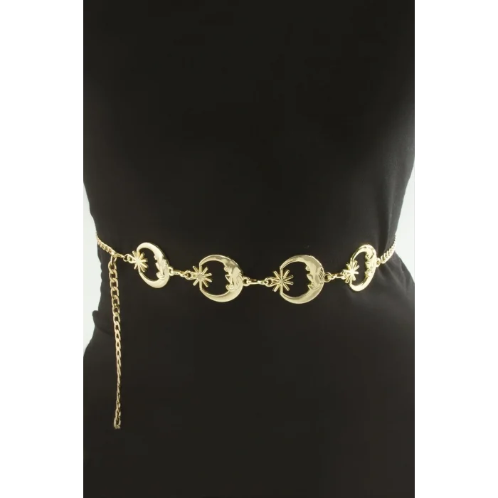 BUĞZ Ay Yıldız Metal Zincir Kemer