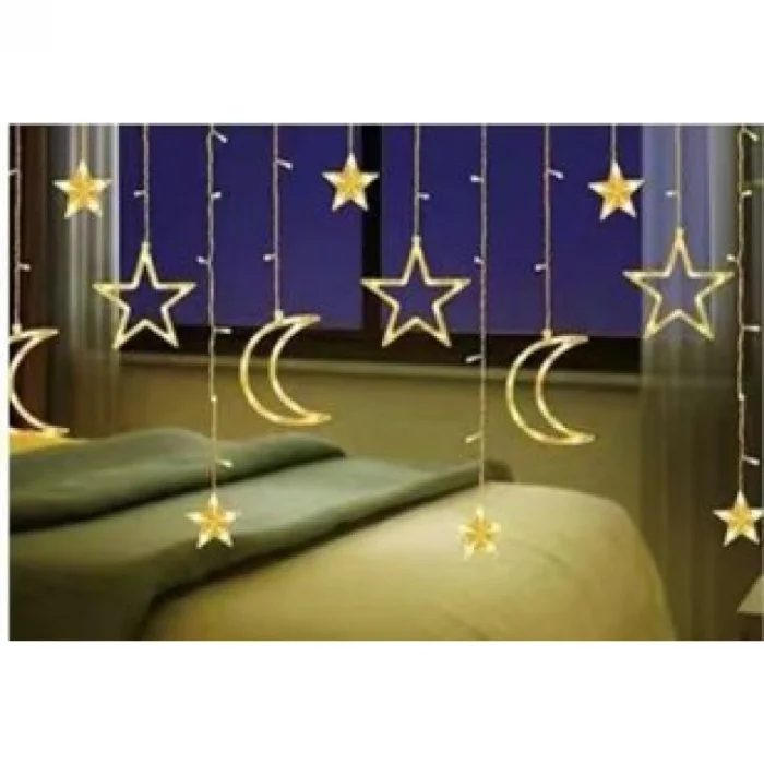 BUĞZ Ay Yıldız Perde Led Gün Işığı 12 Saçaklı