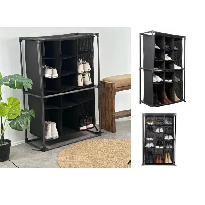 BUĞZ Ayakkabı Rafı - 15 Bölmeli Kumaş Ayakkabı Dolabı