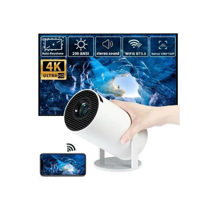 BUĞZ Ayaklı Projeksiyon Taşınabilir Mini Projektör Sinema Projektörü Android - Lisinya