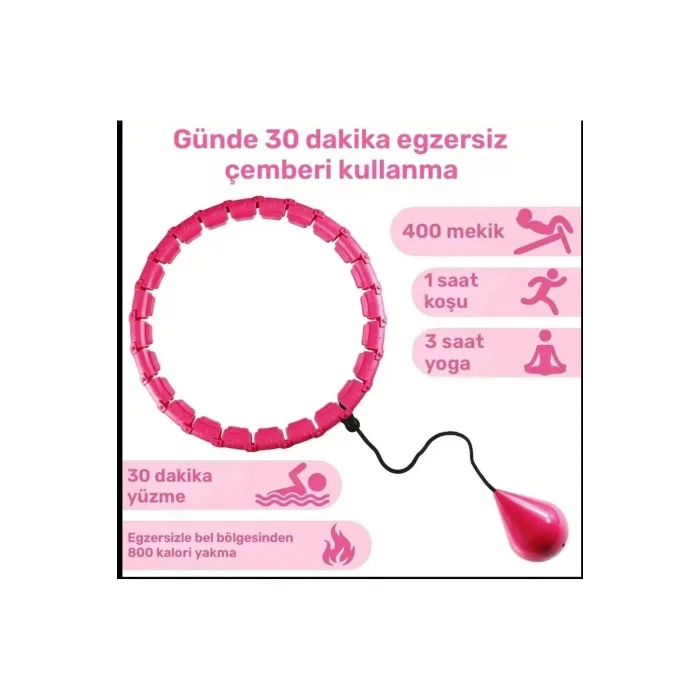 BUĞZ Ayarlanabilir Akıllı Hula Hoop Bel İnceletme Egzersiz Çemberi Kırmızı 24 Parça Fitness