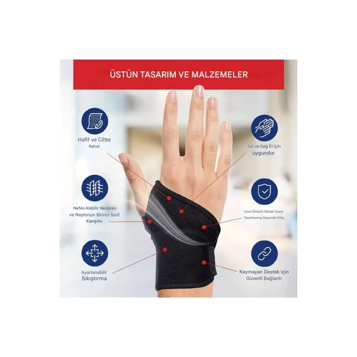  Ayarlanabilir Destekli Kadın&erkek El Bilekliği Sağ & Sol El Uyumlu, Spor Ve Günlük Kullanıma Uygun