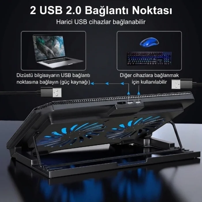 BUĞZ Ayarlanabilir Yükseklik Kademeli Laptop Soğutucu Fan