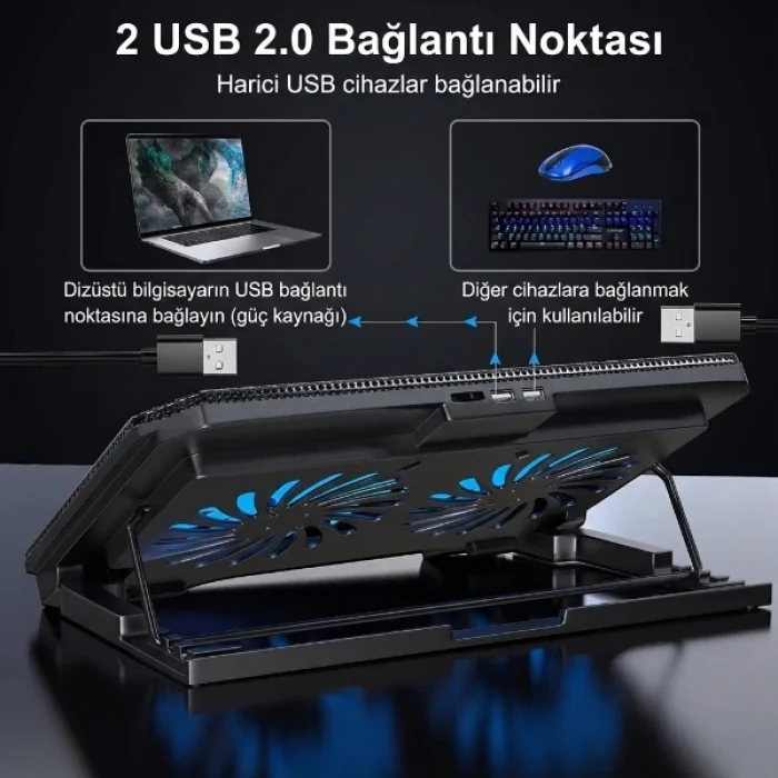 BUĞZ Ayarlanabilir Yükseklik Kademeli Laptop Soğutucu Fan