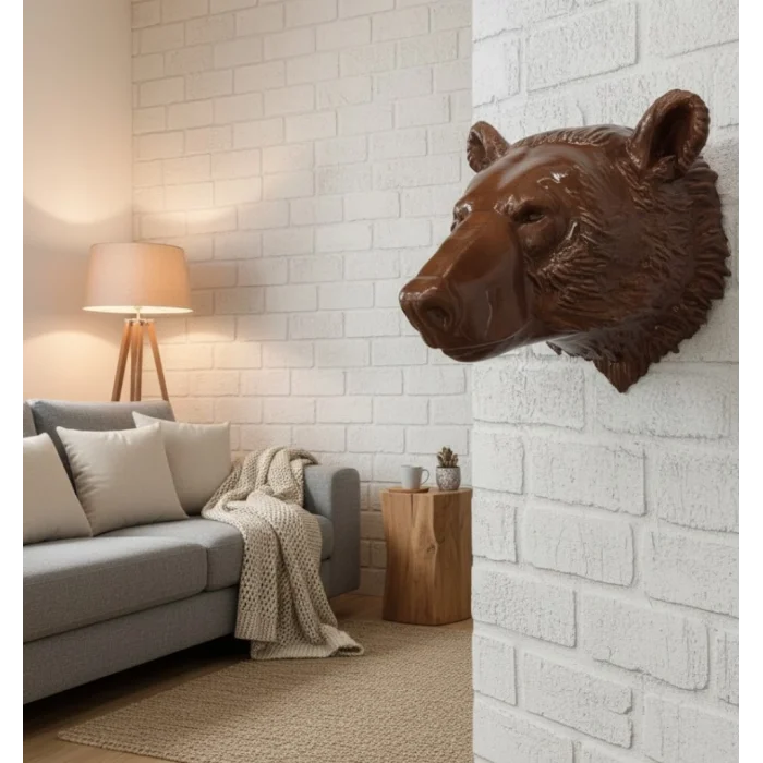 BUĞZ Ayı Başı Duvar Dekoru Modern Asılabilir Heykel 25x19 cm