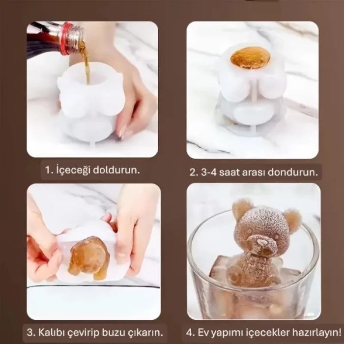 Ayı Şekilli Silikon Buz Kalıbı