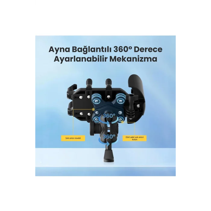 BUĞZ Ayna Bağlantılı Güneş Ve Yağmur Korumalı 360° Derece Ayarlanabilir Motosiklet Telefon Tutucu