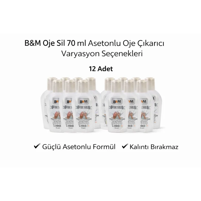 BUĞZ B&M Oje Sil 70 ml Asetonlu Oje Çıkarıcı Güçlü Formül 12 ADET