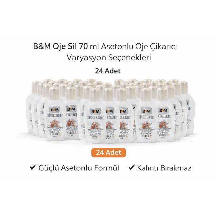 BUĞZ B&M Oje Sil 70 ml Asetonlu Oje Çıkarıcı Güçlü Formül 24 ADET