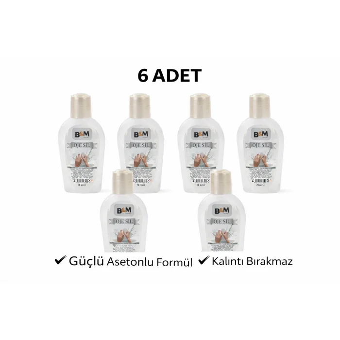 BUĞZ B&M Oje Sil 70 ml Asetonlu Oje Çıkarıcı Güçlü Formül 6 ADET