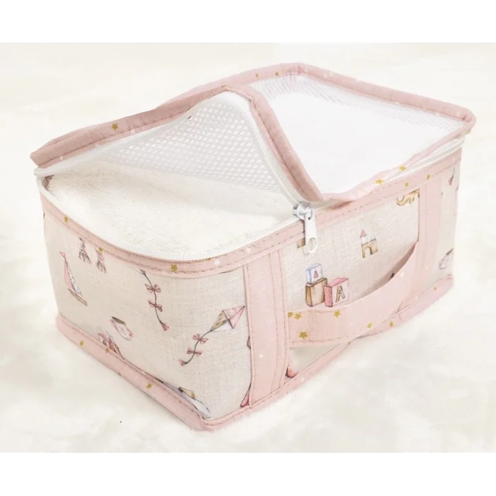 Baby 6lı Desenli Fileli Bavul Valiz İçi Düzenleyici Çok Amaçlı Organizer (pembe)