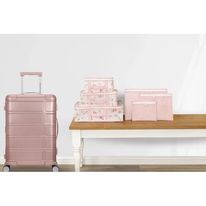 BUĞZ Baby 6lı Desenli Fileli Bavul Valiz İçi Düzenleyici Çok Amaçlı Organizer (pembe)