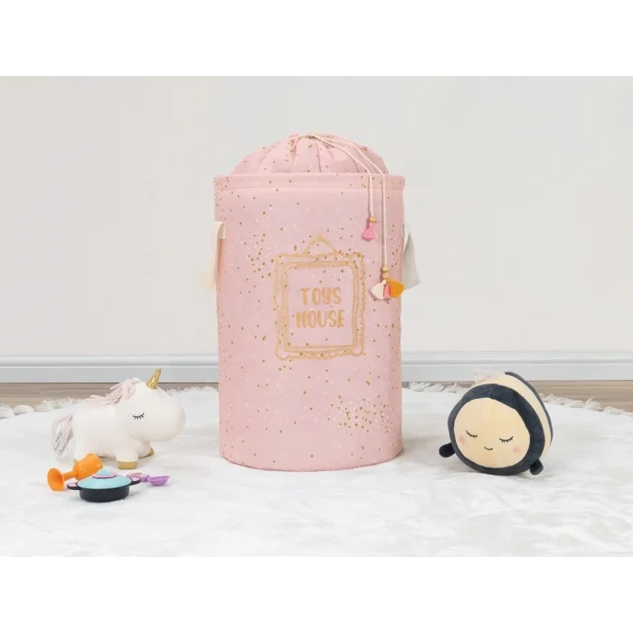  Baby Kullanımı Kolay Desenli Taşınabilir Torbalı Yuvarlak Sepet(pembe) Çamaşır Sepeti 04270