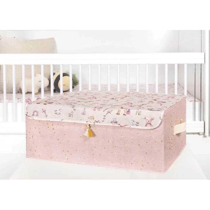  Baby Püsküllü Kapaklı Kutu Düzenleyici Çok Amaçlı Organizer Kutu Baza Boy (pembe) -04249