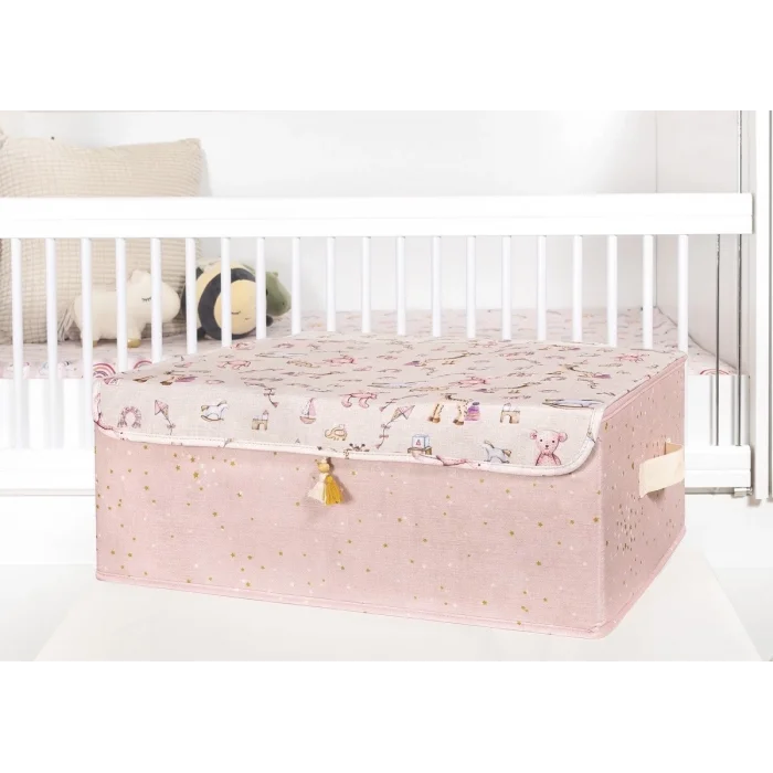  Baby Püsküllü Kapaklı Kutu Düzenleyici Çok Amaçlı Organizer Kutu Baza Boy (pembe) -04249