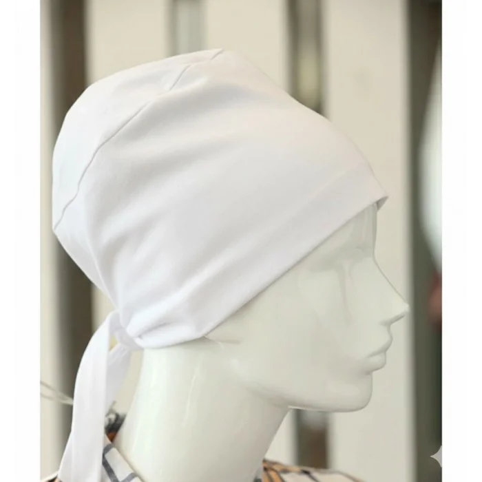 BUĞZ Bağlamalı Tesettür Bone - Bağlamalı Bandana Beyaz 5 Adet