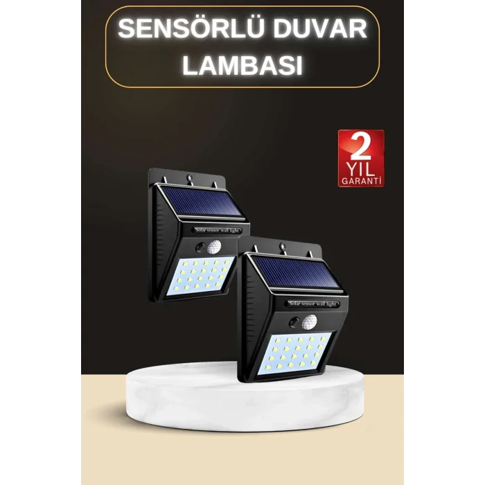 BUĞZ Bahçe Aydınlatma Sensörlü Güneş Enerjili Duvar Lambası 40 Led Işık