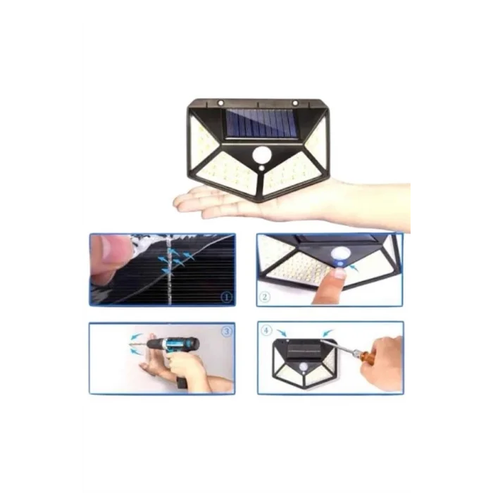  Bahçe Lambası Bahçe Aydınlatma Sensörlü Suya Dayanıklı 100 Led