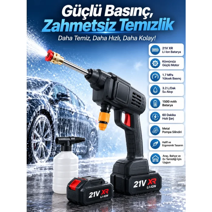 BUĞZ Bahçe Sulama Tabancası Makinesi Yüksek Basınçlı Akülü Yıkama Makinesi