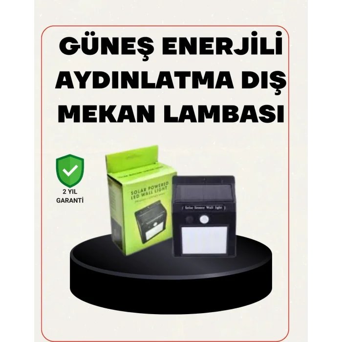 BUĞZ Bahçe ve Veranda İçin Güneş Paneli ile Otomatik Şarj Olan LED Duvar Lambası