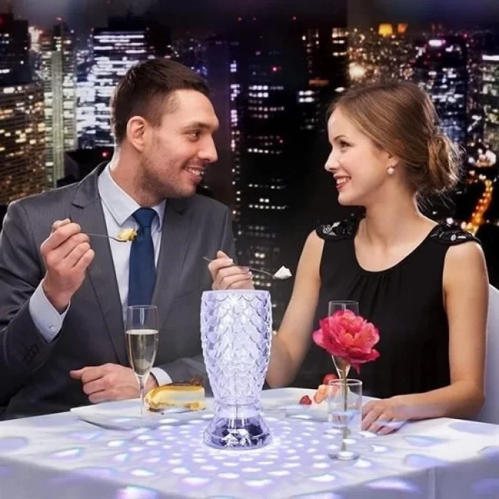  Balık Süzgeç Model USB Şarjlı Kumandalı 16Farklı Işık Modlu Masa Üstü Kristal Akrilik Led