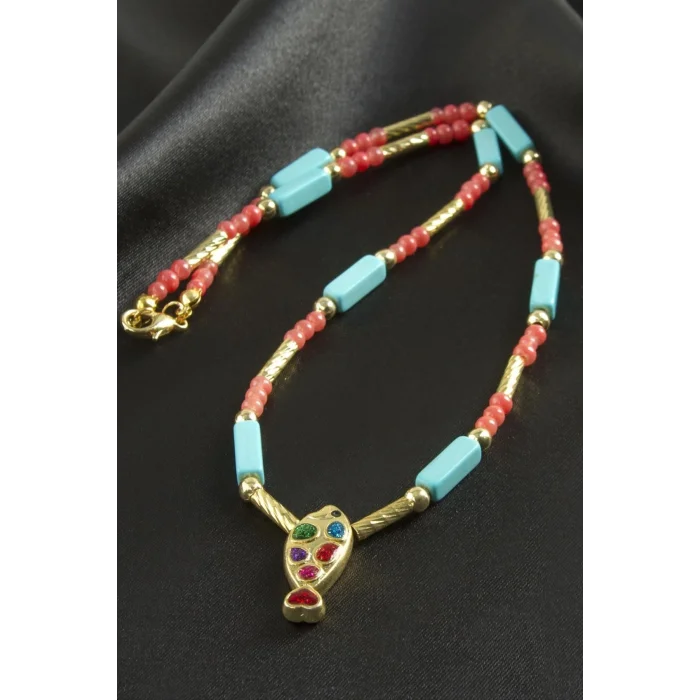 BUĞZ Balık Taşlı Boncuk Kolye