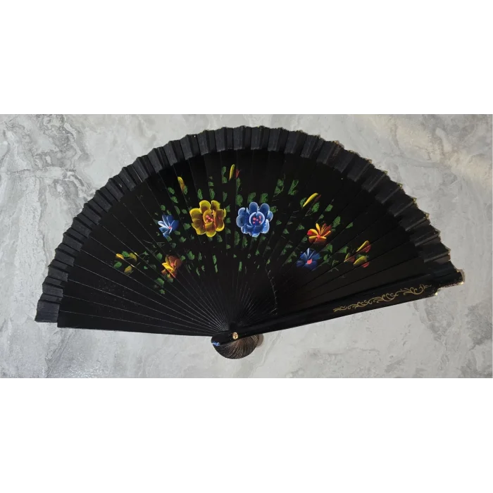 BUĞZ Bambu Çift Taraflı Siyah Yelpaze 12li Paket