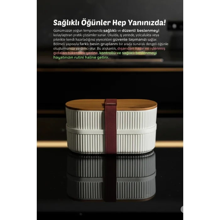  Bambu Kapaklı Lunch Box Kahvaltılık Saklama Kabı Large Bölmeli