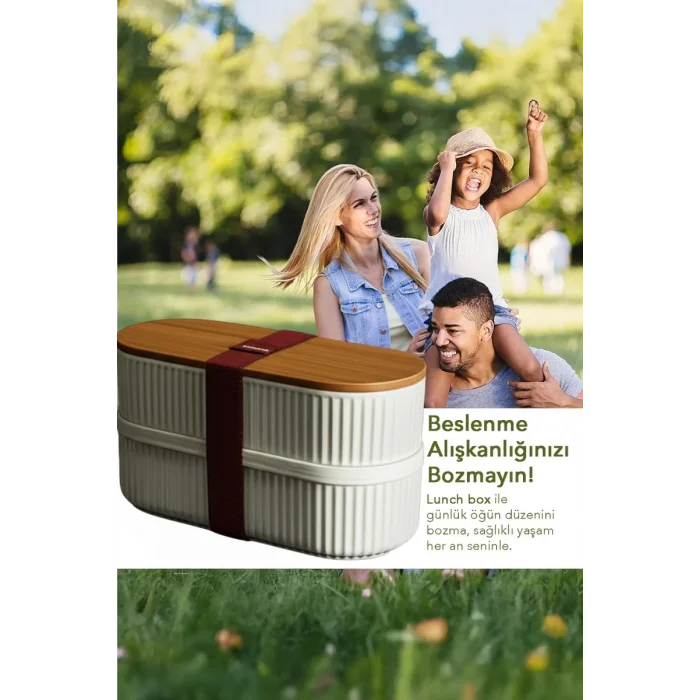  Bambu Kapaklı Lunch Box Kahvaltılık Saklama Kabı Large Bölmeli