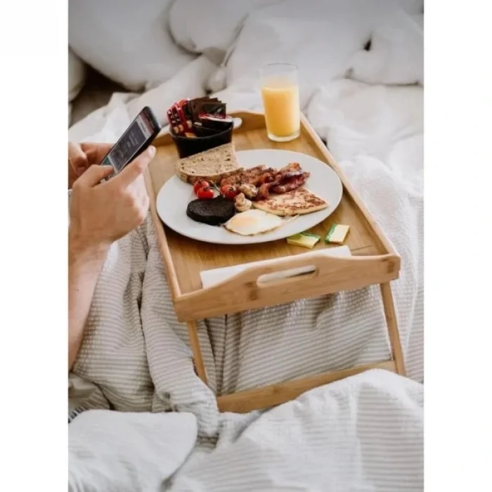 BUĞZ Bambu Kulplu Ayaklı Keyif Tepsisi