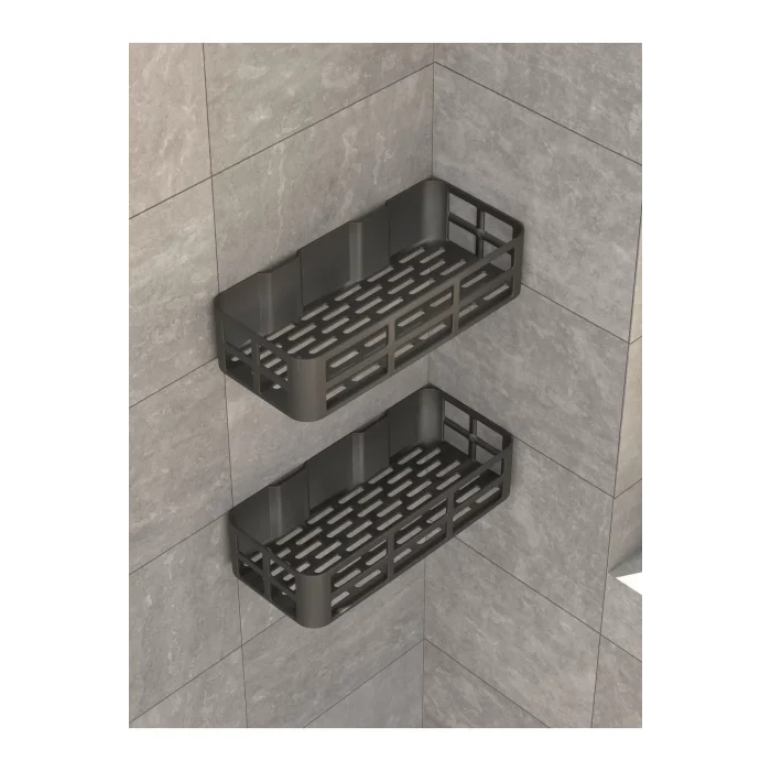  Banyo Düzenleyici Organizer Şampuanlık Havlupan Askısı Havluluk Siyah Banyo Duş Rafı Mutfak Rafı