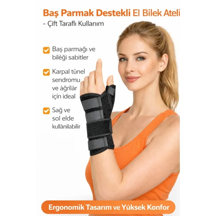 BUĞZ Baş Parmak Destekli Ayarlanabilir El Bilek Ateli Çift Taraflı Günlük Rahat Kullanım