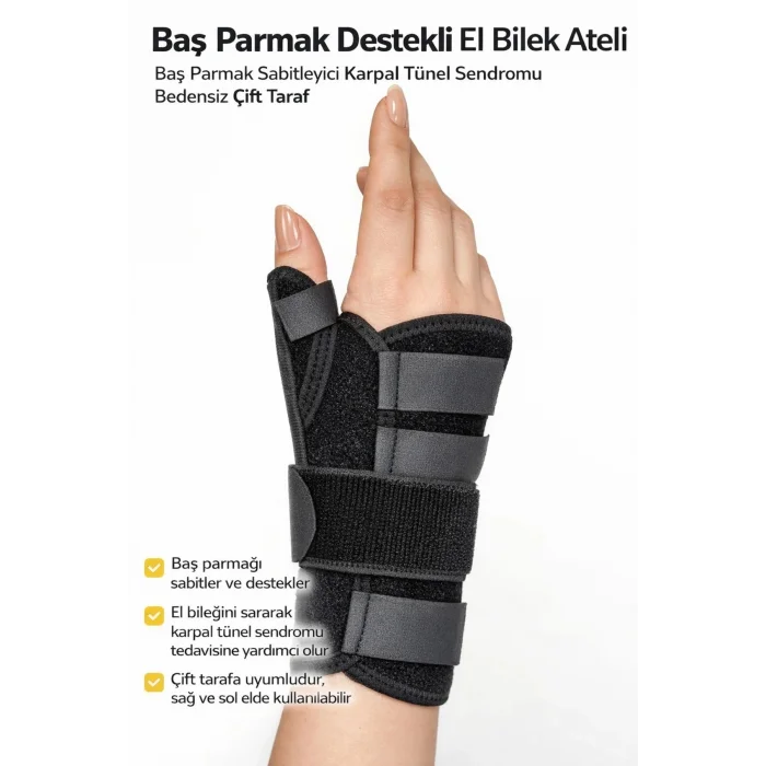 BUĞZ Baş Parmak Destekli Ayarlanabilir El Bilek Ateli Çift Taraflı Günlük Rahat Kullanım