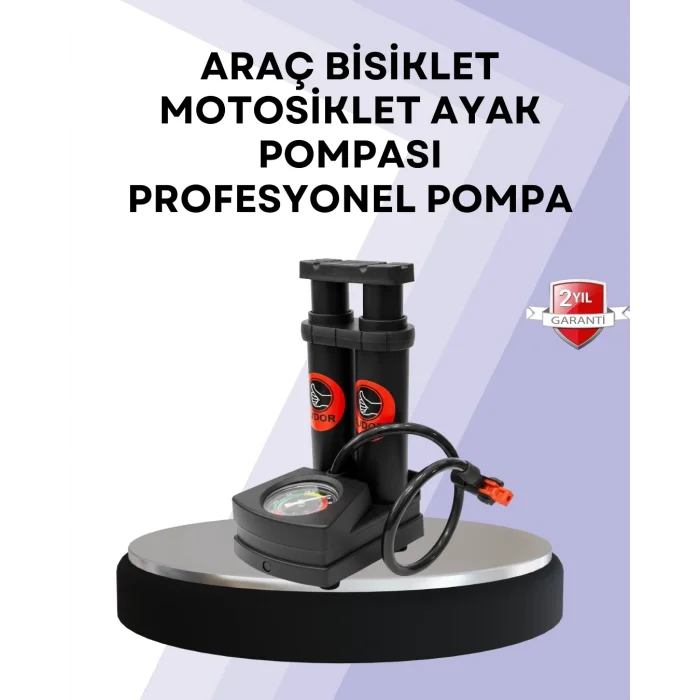 BUĞZ Basınç Saatli Ayak Pompası Bisiklet ve Araç Uyumlu