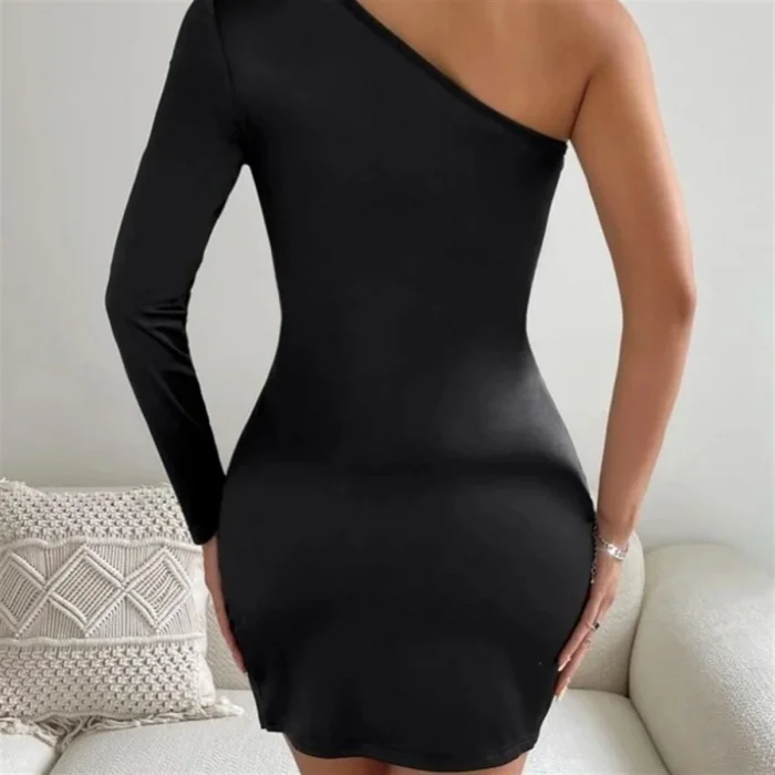 BUĞZ Bayan Asimetrik Halkalı Mini Elbise