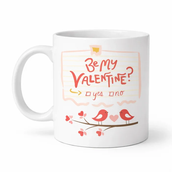 BUĞZ Be My Valentine Porselen Kupa Model 7 - Sevgililer Günü Hediyesi-Aşk Temalı Sevimli Kupa