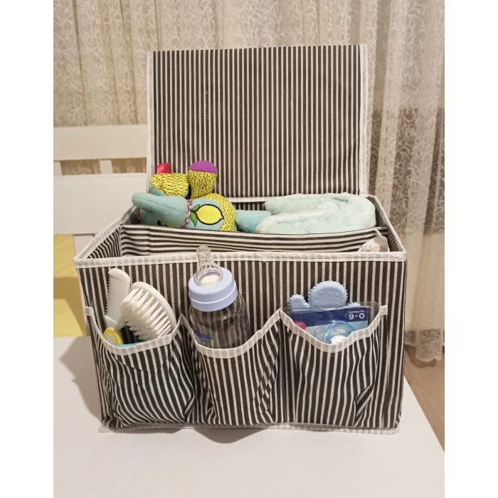 BUĞZ Bebek Beşik Başucu Düzenleyici Kapaklı 5 Bölmeli Organizer