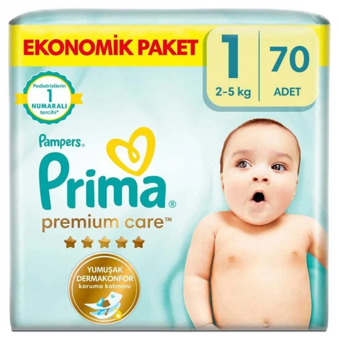 BUĞZ Bebek Bezi Premium Care 1 Beden Yenidoğan Ekonomik Paket 2-5 kg 70 Adet