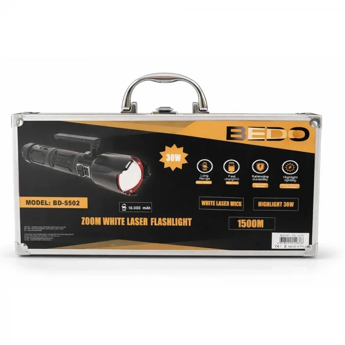 BUĞZ Bedotech Bd-5502 30w Tg  Led Alüminyum Alaşımlı Zoomlu Type-c Şarjlı El Feneri