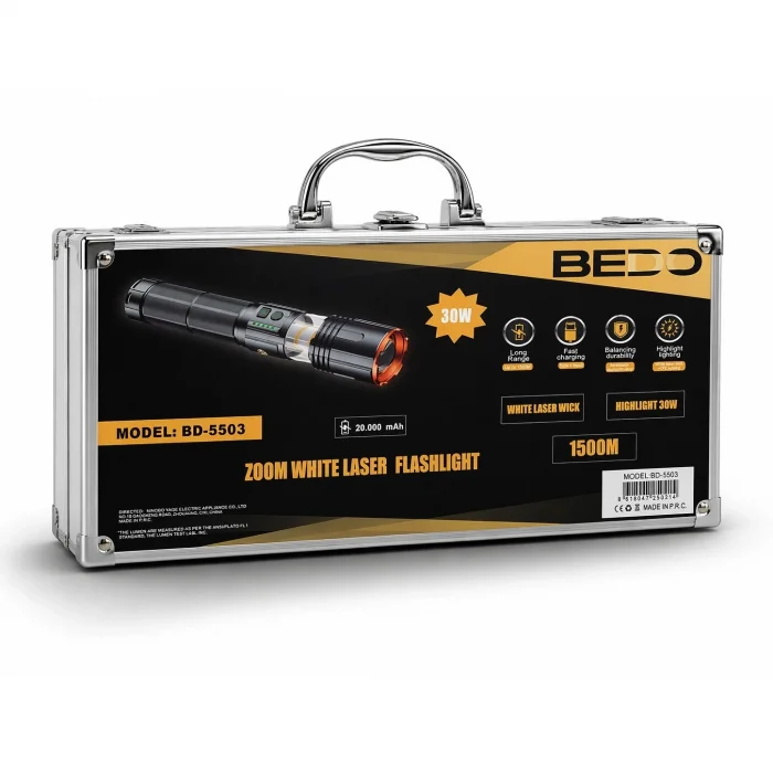 BUĞZ Bedotech Bd-5503 30w Tg Led Alüminyum Alaşımlı Zoomlu Type-c Şarjlı El Feneri